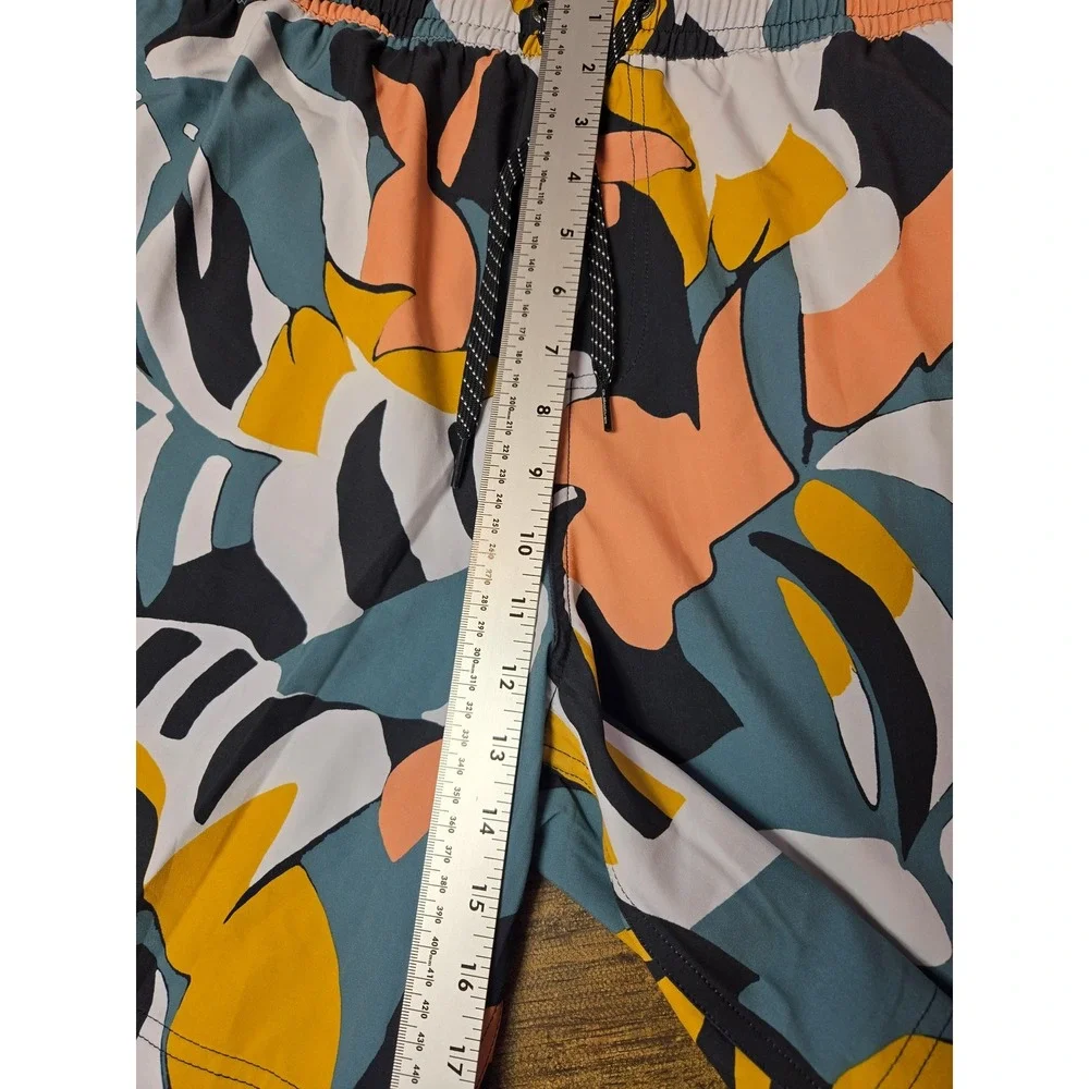 Quiksilver Mens‎ XXL Tropical Leaf Print Swim Trunks Blue Orange Board Shorts
